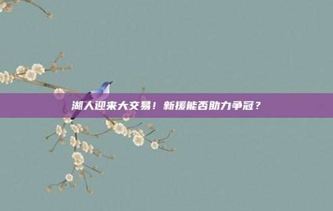 湖人迎来大交易！新援能否助力争冠？