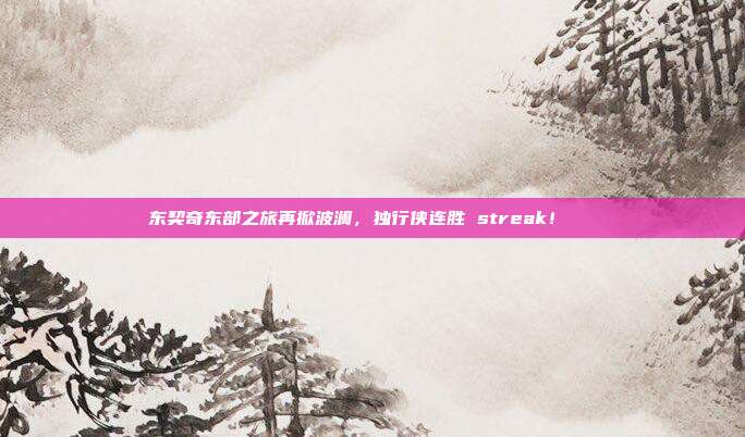 东契奇东部之旅再掀波澜，独行侠连胜 streak！🚀