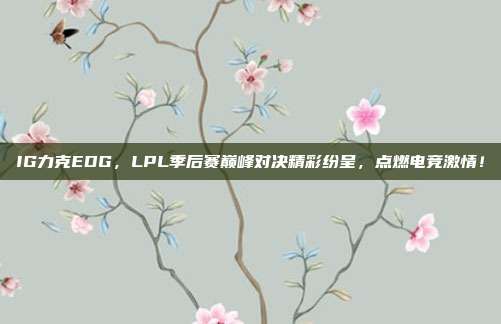 IG力克EDG，LPL季后赛巅峰对决精彩纷呈，点燃电竞激情！