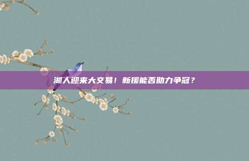 湖人迎来大交易！新援能否助力争冠？